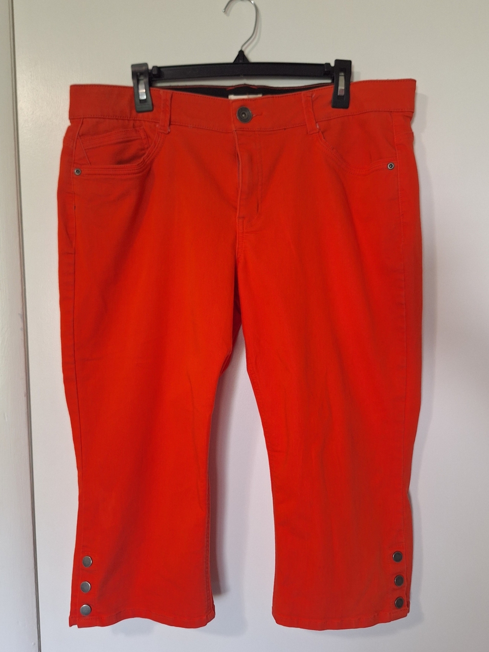 Westbound Bright Orange Cropped Button-Hem Pants